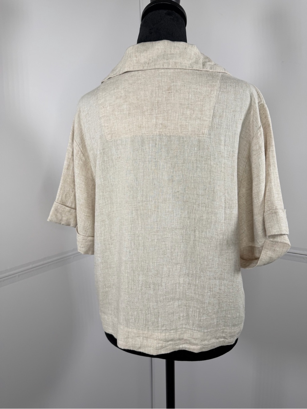 NWT Banana Republic Linen Blend Embroidered Blouse Beige Size Medium - Picture 4 of 7
